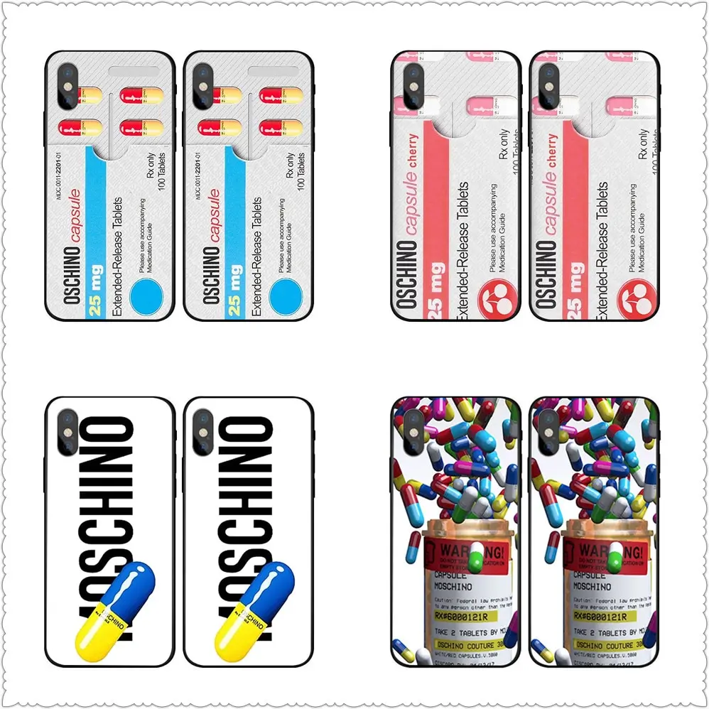 brand Skin texture moschin Case For iphone X 7 8 Black silicone case  For Samsungs7 s8 s9 3D Pill Capsule Case Cover