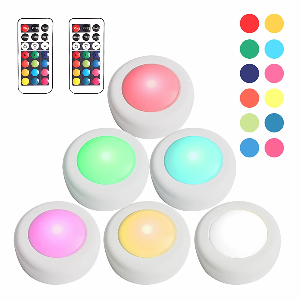 

Dimmable RGB LED Under Cabinet Light Touch Sensor LED Puck Lamp For Closet Showcase Cupboard Drawer Wardrobe RGB Lights Lighting