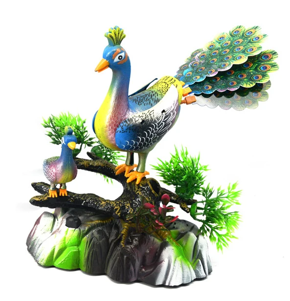 Музыкальный светильник с открытым экраном и изображением павлина Электрический