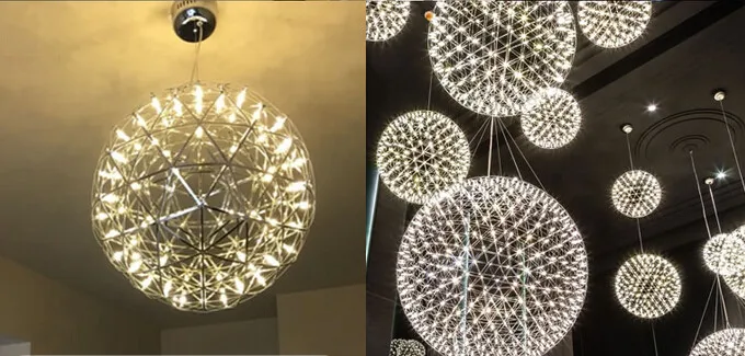 Светодиодный фейерверк светильник из нержавеющей стали фейерверк шар подвесной светильник s Современный Креативный ресторан светильник ing лампы для вилл 20 см-90 см