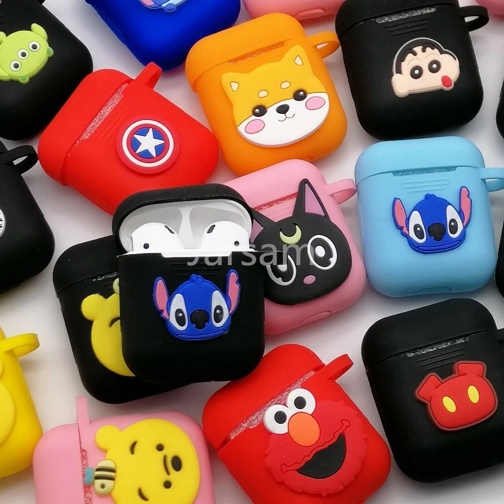 

Cute Cartoon Bluetooth Wireless Earphone Case For Apple AirPods 2 Silicone Charging Headphones Cs For Airpods 2 Protective Cover