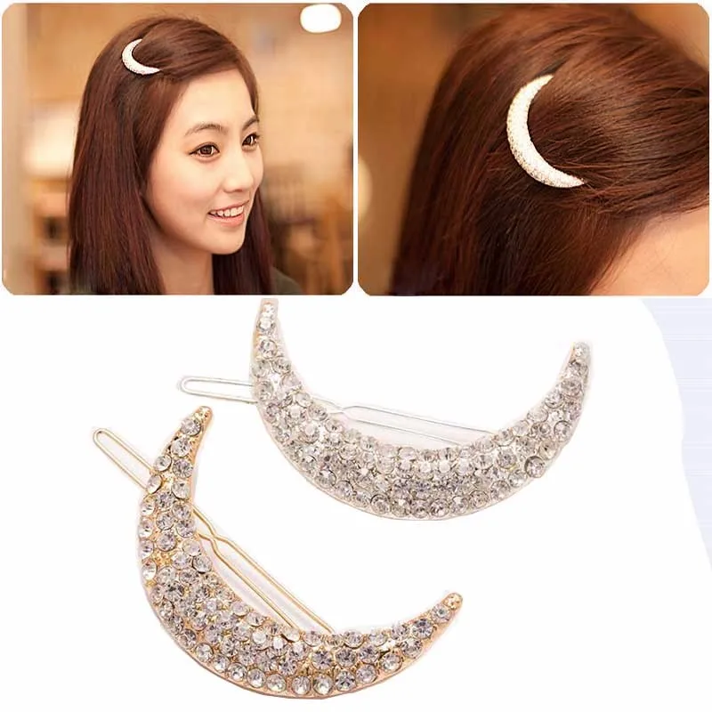 

TOMTOSH 2017 latest 1pcs hairpin crystal moon diamond female accessories hairpin