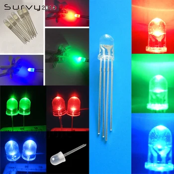 

5-100PCS F5/F10 Round LED 5/10mm RGB 4pin Common Anode/Cathode Clear Green Blue Red
