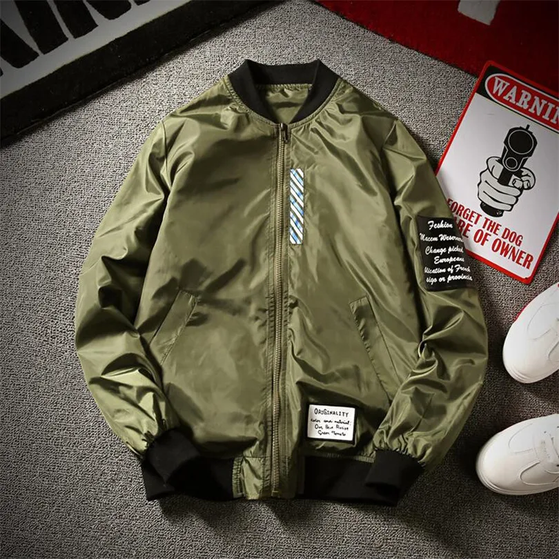Jacket Men Pilot with Patches Green Both Side Wear Thin Pilot Bomber Jacket Men Wind Breaker Jacket Men