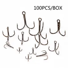 Горячая Распродажа 100 шт./компл. 12#-1# рыболовные крючки из высокоуглеродистой стали рыболовные Крючки приманки тройные Крючки рыболовные снасти