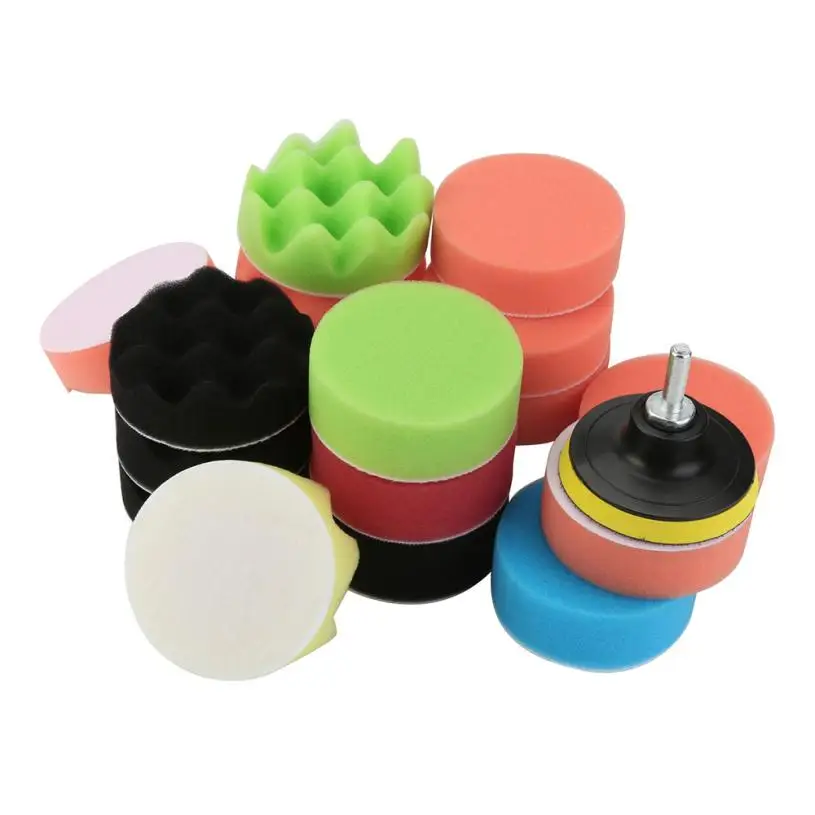 

Wholesale New 18PCS 3 Inch Sponge Buff Polishing Pad Kit Car Polisher Polishing Pad Backer Tool Car Wash Microfiber Car Cleaning