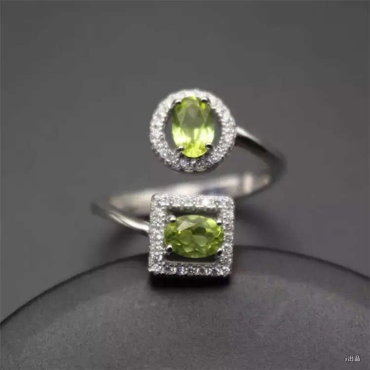 KJJEAXCMY fine jewelry 925 Серебряный инкрустированные Природный оливин square ring с высокое качество супер огонь цвет женский стиль кольцо