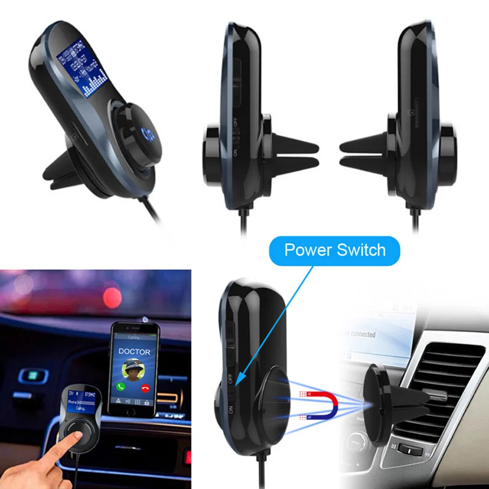 XCGaoon BC30 fm-передатчик, громкая связь, Bluetooth 4,1+ EDR, автомобильный комплект, поддержка TF карты, MP3, автомобильный аудио адаптер, автомобильное зарядное устройство А