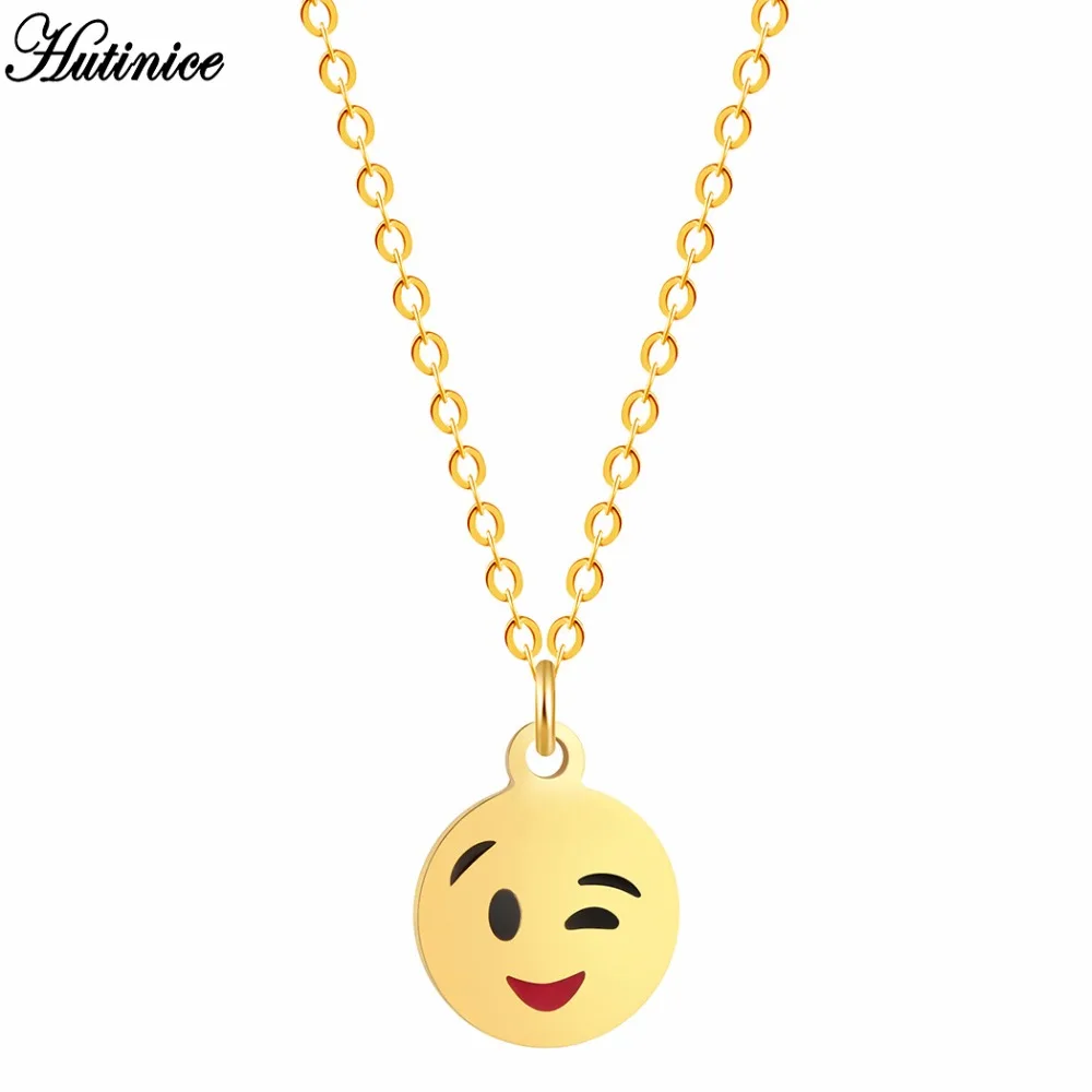 Gold Choker Chain Unique Smiling Face Emoji Statement Necklaces