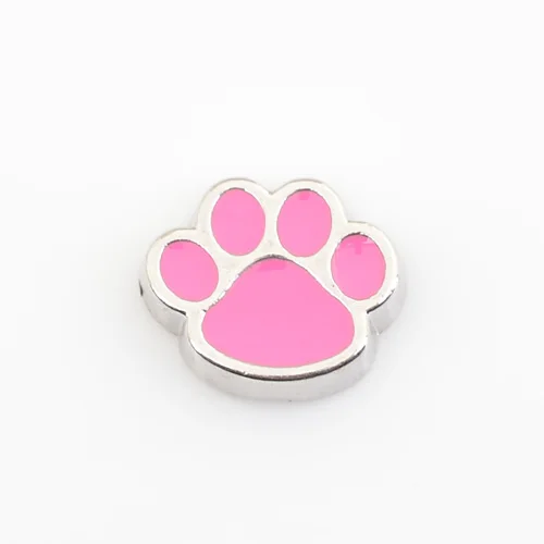 

Pink dog footprint, Floating charms,Fit floating charm lockets, FC0083