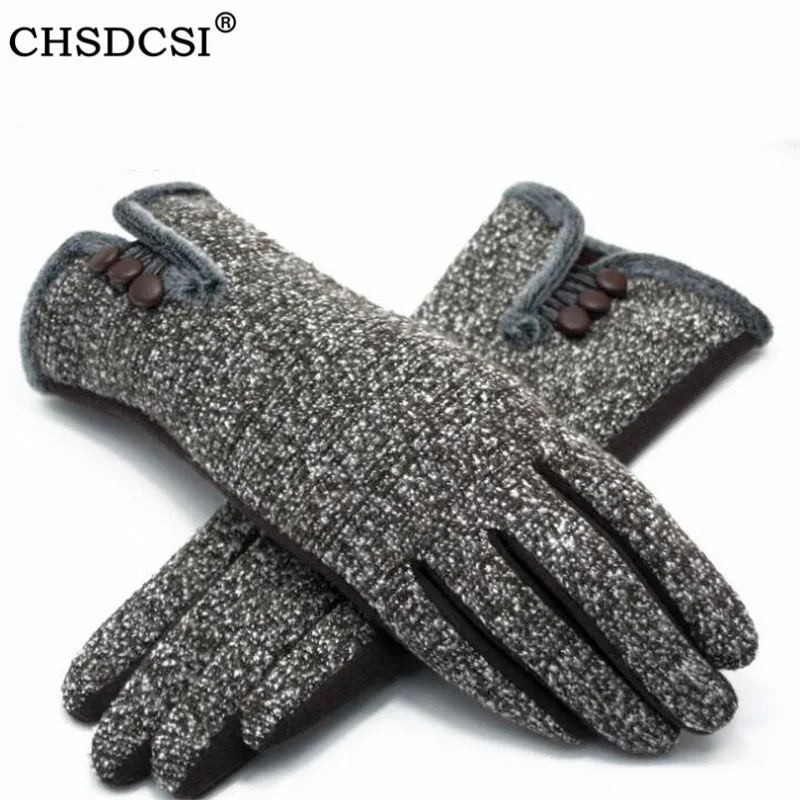 CHSDCSI кашемировые перчатки зимние женские перчатки с полными пальцами модные наручные перчатки для сенсорного экрана Mujer теплые серые