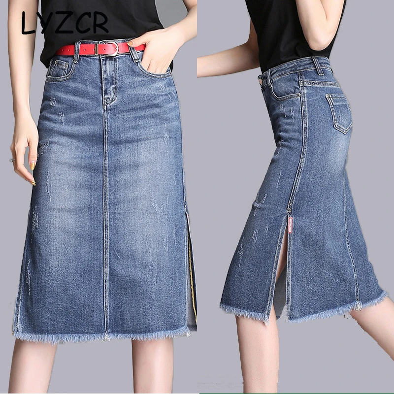 denim skirts knee length plus size