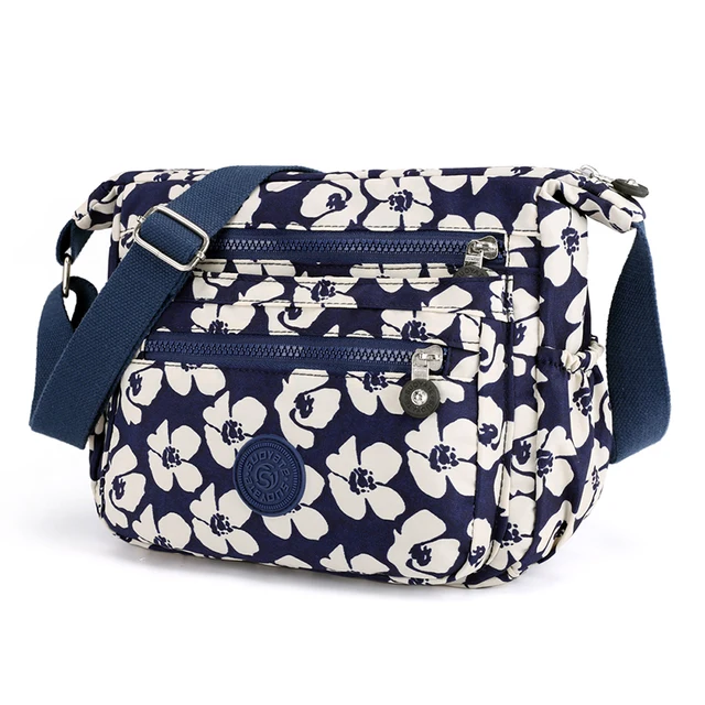 High Quality Durable Nylon Women Shoulder Bag Fashion Floral Pattern Female Handbag Multi-pockets Girls Leasure Messenger Bag 2