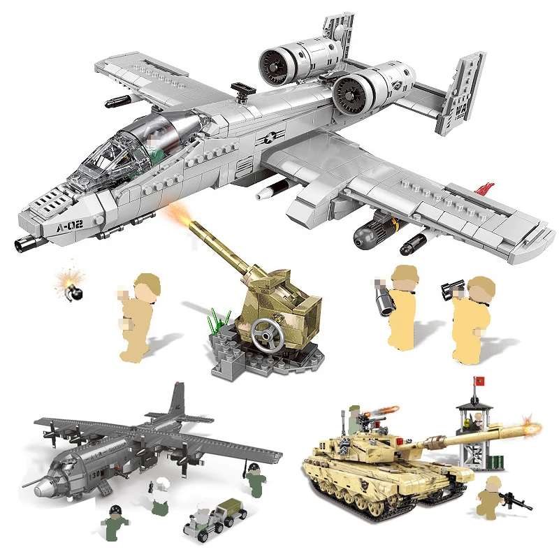 Военная серия A10 истребитель AC-130 Танк вертолет строительные блоки кирпичи игрушки совместимый бренд самолет с фигурками игрушка