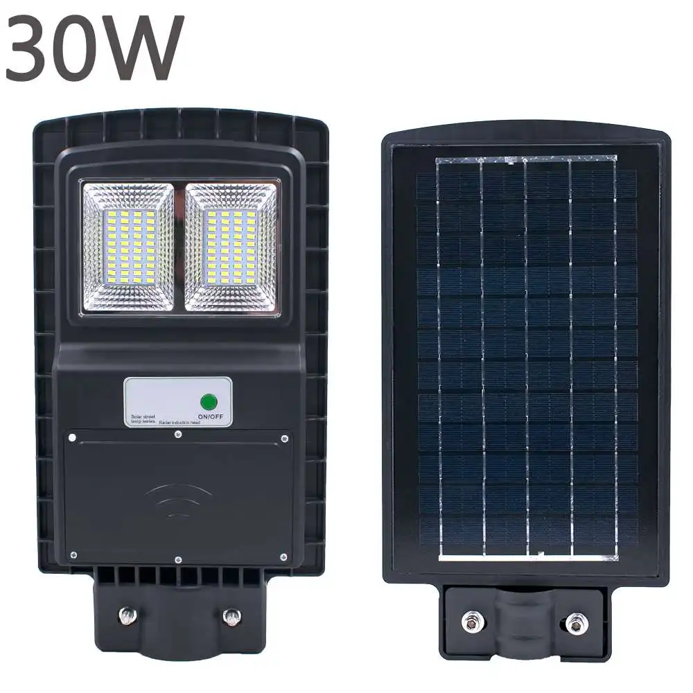 Mising 80Leds 30/60W LED Solar Lamp Solar Powered Outdoor PIR Motion Sensor Garden Wall Street Lamp Black/Gray Shell Waterproof - Испускаемый цвет: 30W Black Shell