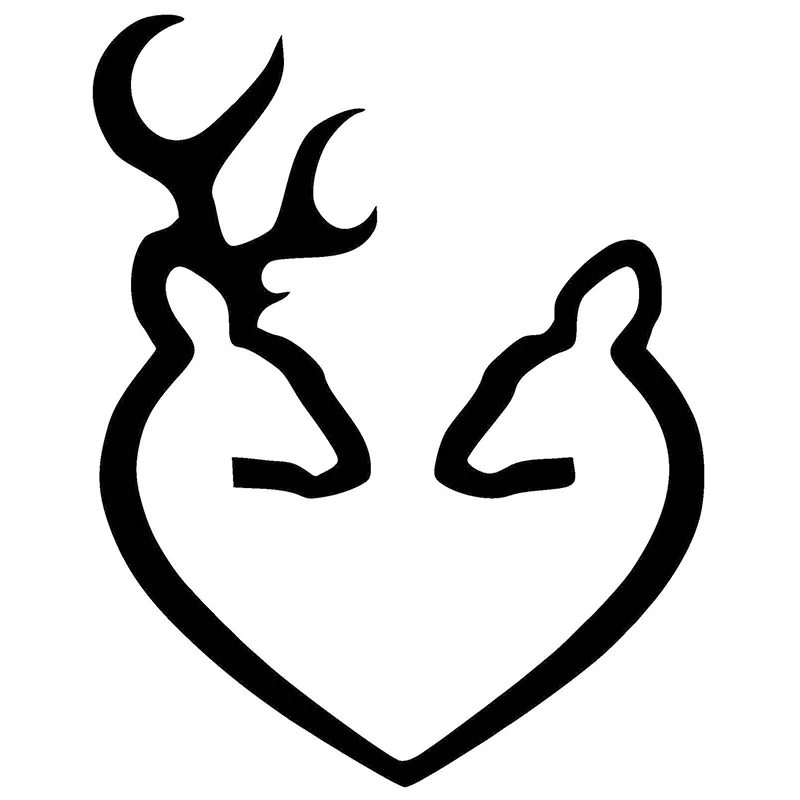 Deer Browning Heart Vinyl Car Decal Sticker Highest Quality BLACK-in