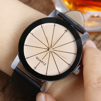 

New Geneva Men Women quartz wristwatc Fashion Casual Couple watches Leather watch band Round Case Black white Clock Wristwatch
