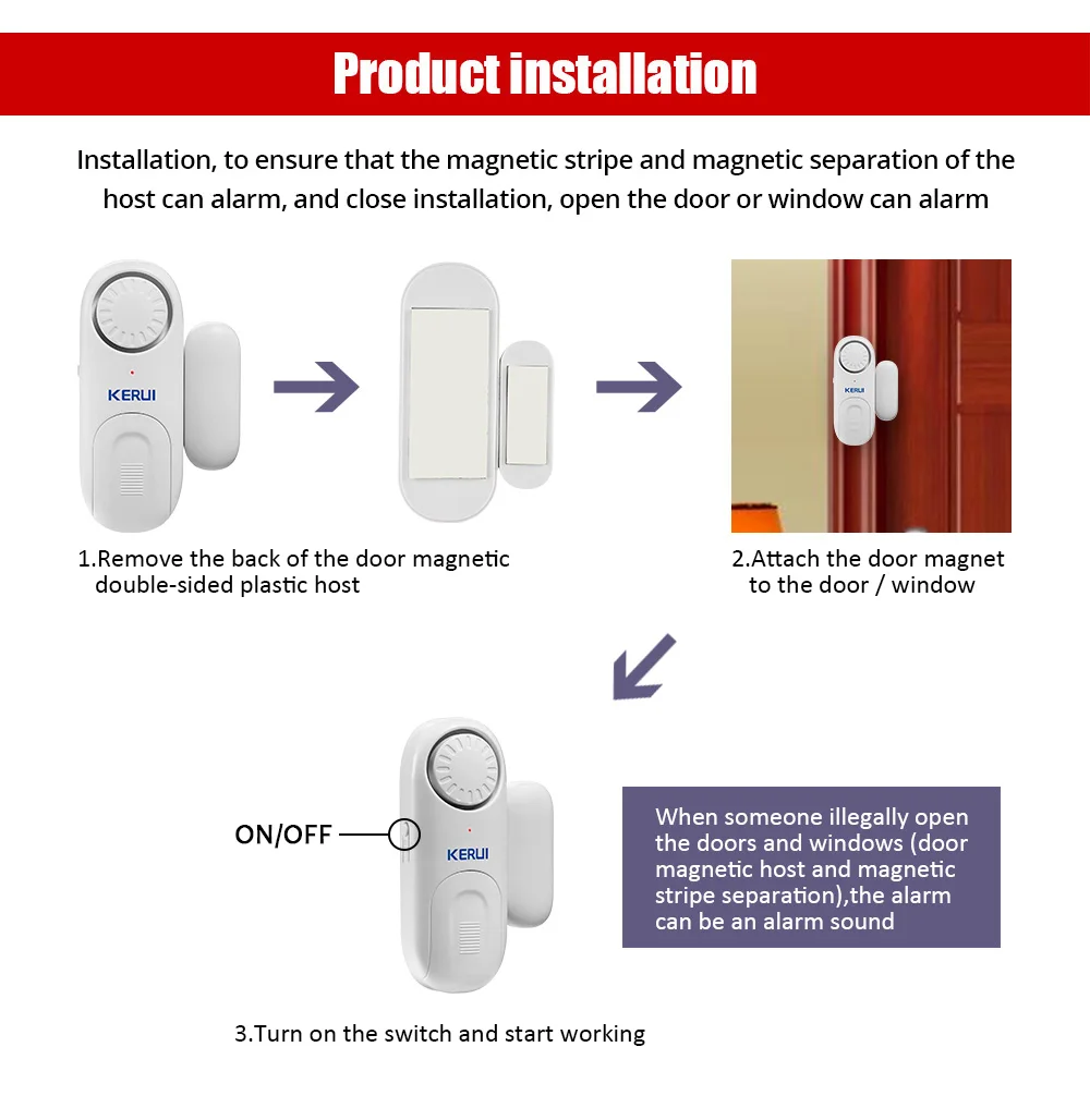 KERUI D1 120 дБ автономный независимый магнитный дверной оконный датчик сигнализации Домашняя безопасность Противоугонная защита от взлома открытая дверь детектор