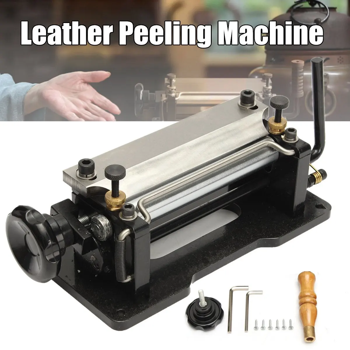 

New Stainless Steel 6" Manual Leather Peel Tools DIY Shovel Skin Machine Leather Splitter Vegetable Tanned Handle Peeler Tool