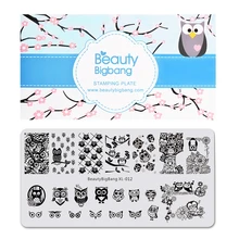 Пластины для штамповки ногтей из нержавеющей стали BeautyBigBang, 6*12 см, дизайн совы, прямоугольная пластина для штамповки ногтей с изображением животных