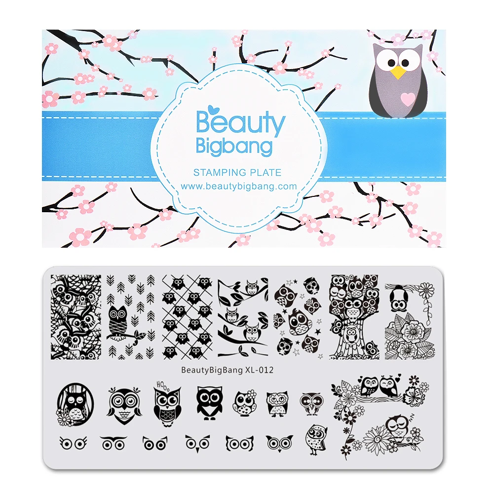 

BeautyBigBang Stainless Steel Nail Stamping Plates 6*12cm Owl Design Rectangle Nail Stamping Animal Series Image Nail Plate