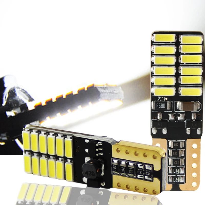 Светодиодный T10 лампы 100 шт. w5w Canbus 24SMD 3014 для автомобильных парковочных мест