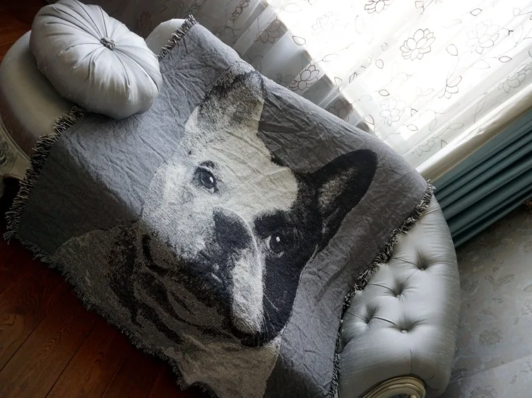 Симпатичные кошки и собаки вязаное Хлопковое полотенце на диван плед декоративные Наволочки чехол на диван/кровать путешествия пледы кровать скатерть на стол