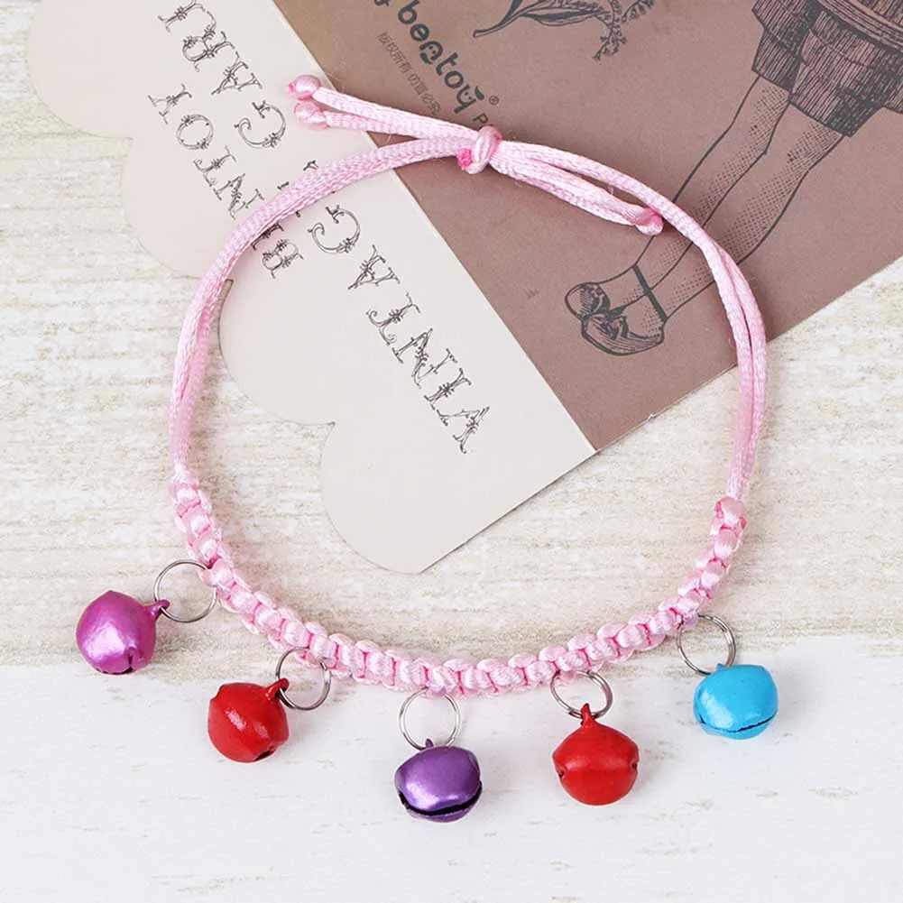 

Pet Dog Braid Collar with Bells Adjustable Strap Puppy Collars for Cats Dogs -Drop