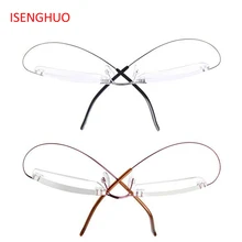 ISENGHUO, супер светильник, складной светильник, гибкие, с памятью, титановые, без оправы, бифокальные очки для чтения, 1,0-3,5 Oculos de grau