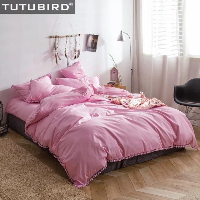 Tutubird Pink Solid Bedlinen Egyptian Cotton Bed Sheet Long Staple Tutubird Pink Solid Bedlinen Egyptian Cotton Bed Sheet Long Staple Bedding Set Duvet Cover Brief Modern Style Bedclothes