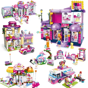 

Girls compatible Friends Bedroom estate car Fashion Shop coffee house education Building Blocks girls DIY Toys Children gift