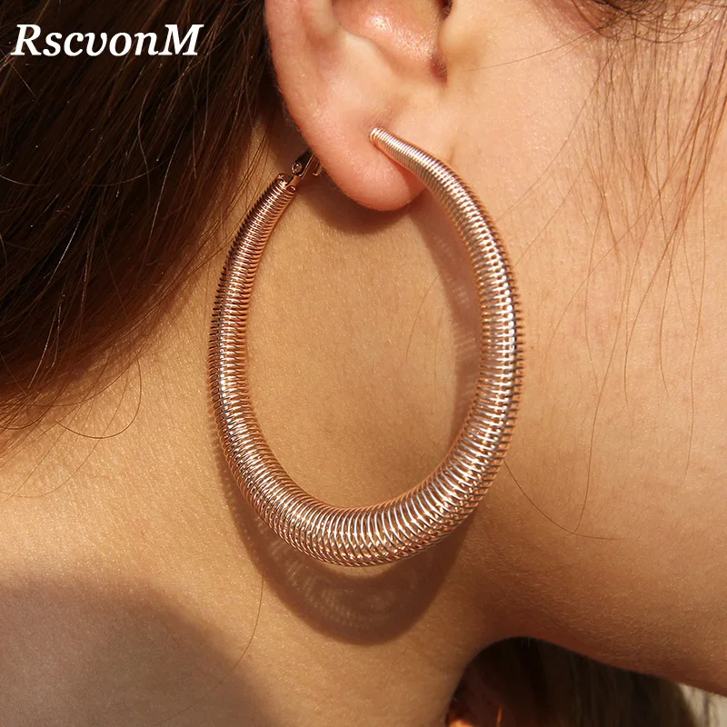 

Personality Super Big Circles Hoop Earrings For Women Fashion Gold Silver Color Jewelry Trendy Retro Big Round Circle Earrings