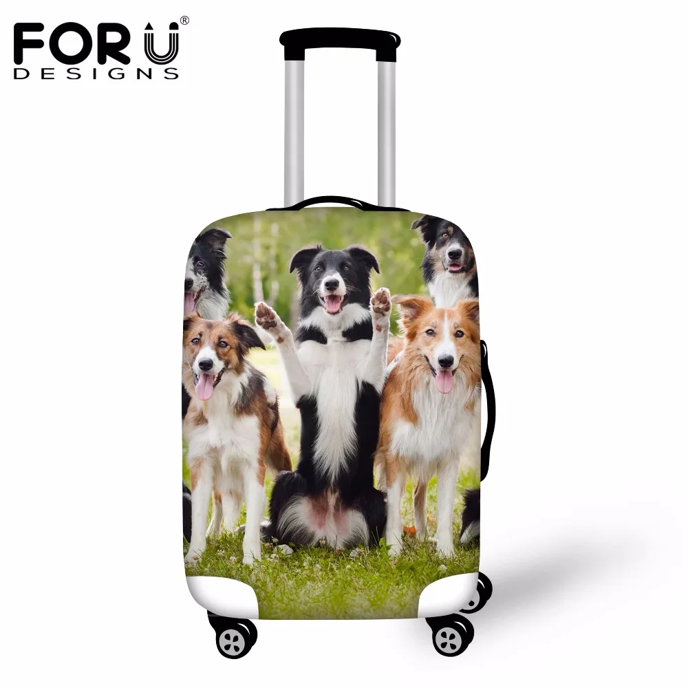 FORUDESIGNS 3D Border Collie собака багаж защитный чехол эластичный стрейч костюм чехол Чехлы для 18-30 дюймов чехол S/M/L Крышка