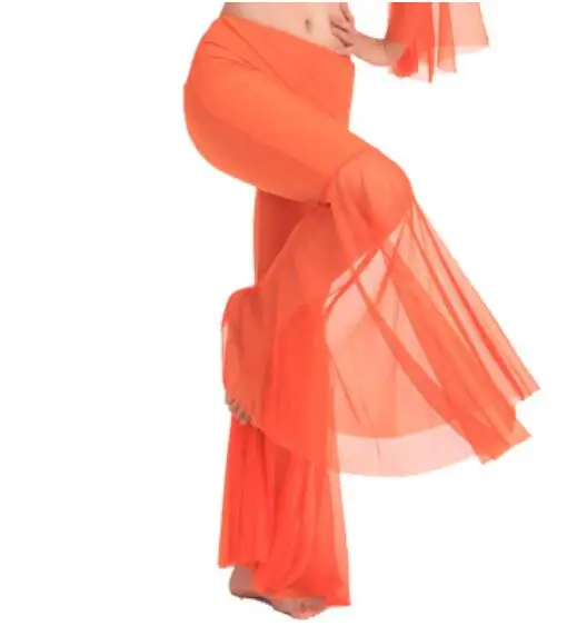 Сексуальные женские брюки для танца живота с сеткой рыбий хвост эластичные длинные брюки удобные тренировочные брюки - Цвет: Orange