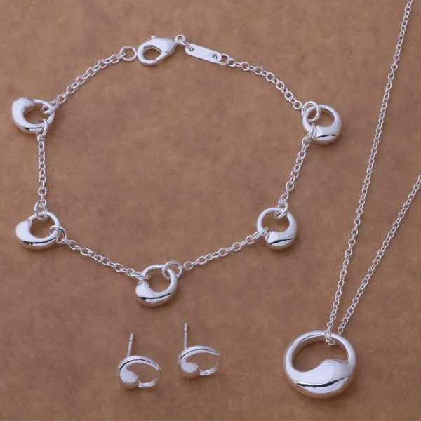 

AS145 Trendy wholesale silver Jewelry Sets Bracelet 123 + Necklace 261 + Earring 207 /aipaizwa bjmakata