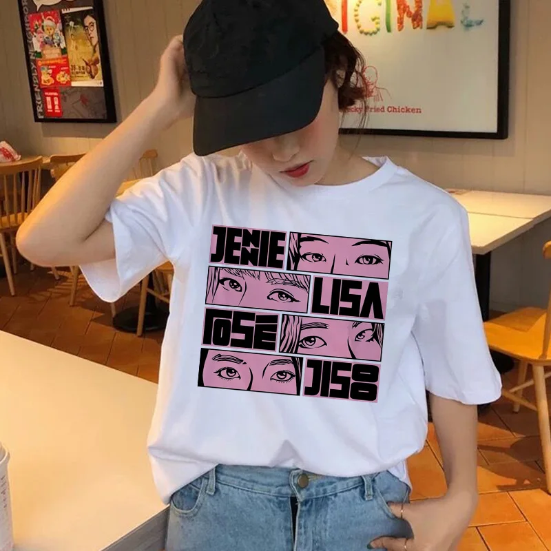 Черная розовая футболка, женские топы, футболки, корейские летние 90 s, хип-хоп, kawaii femme, графическая женская уличная футболка, harajuku футболка - Цвет: 2790
