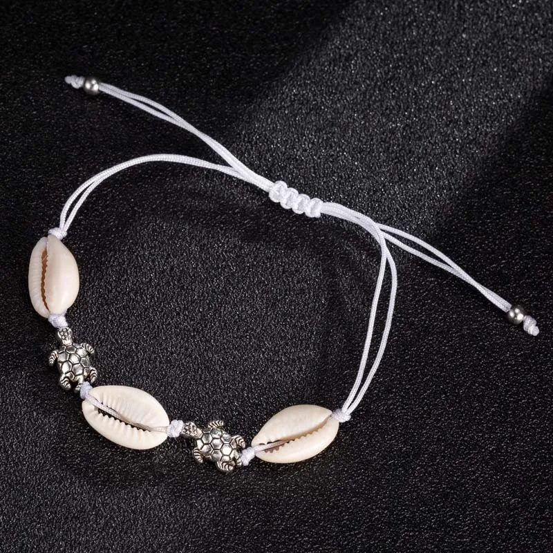 

Vintage Handmade White Rope Chain Natural Sea Shell Bracelets for Women Cute Turtle Animal Bangles Pulseras Mujer