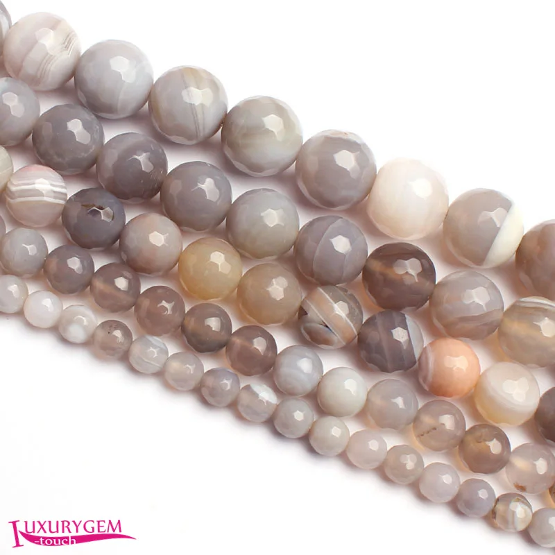 

Free Shipping 6,8,10,12,14mm Natural Faceted Round Shape Banded Gray Color Stone DIY Gems Loose Beads Strand 15" wj332