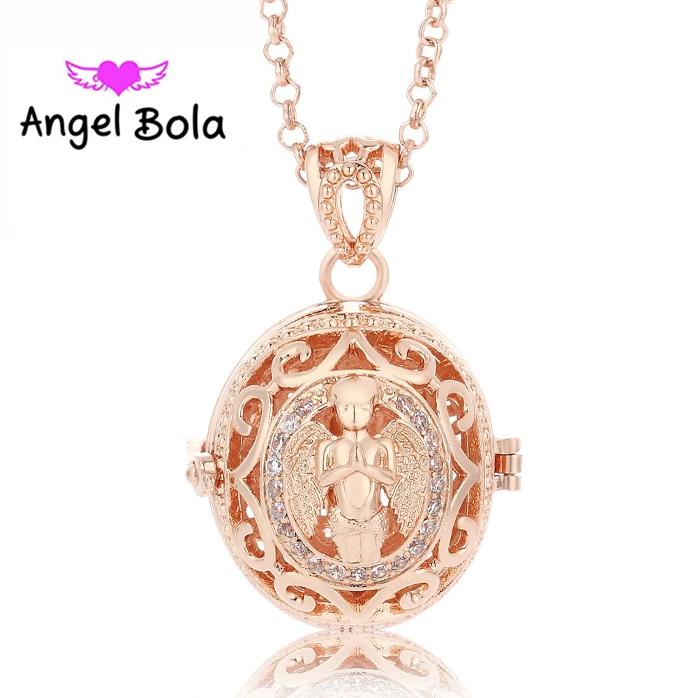 

New Design Pryme AAA CZ Angel Ball Necklace Sound Ball Puerpera Pendant Long Chain Maternity Jewelry (20.5mm) L097 Free Shipping
