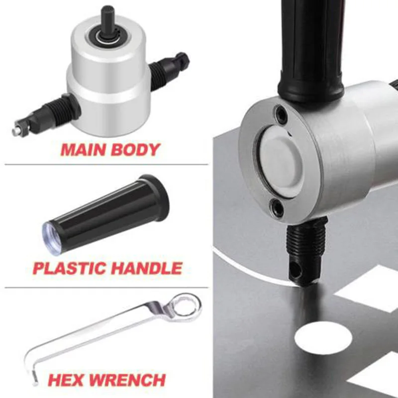 

Multipurpose Supply Metel Cutting Double Head Nibbler Saw Drill Attachment Parts Accessories Durable Practical