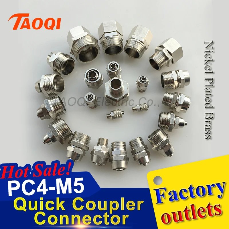 

1piece/lot PC4-M5 Hose Pipe Quick Joint Coupling Connectors Nickel Plated Brass PT Thread Pneumatic Fittings for Tube
