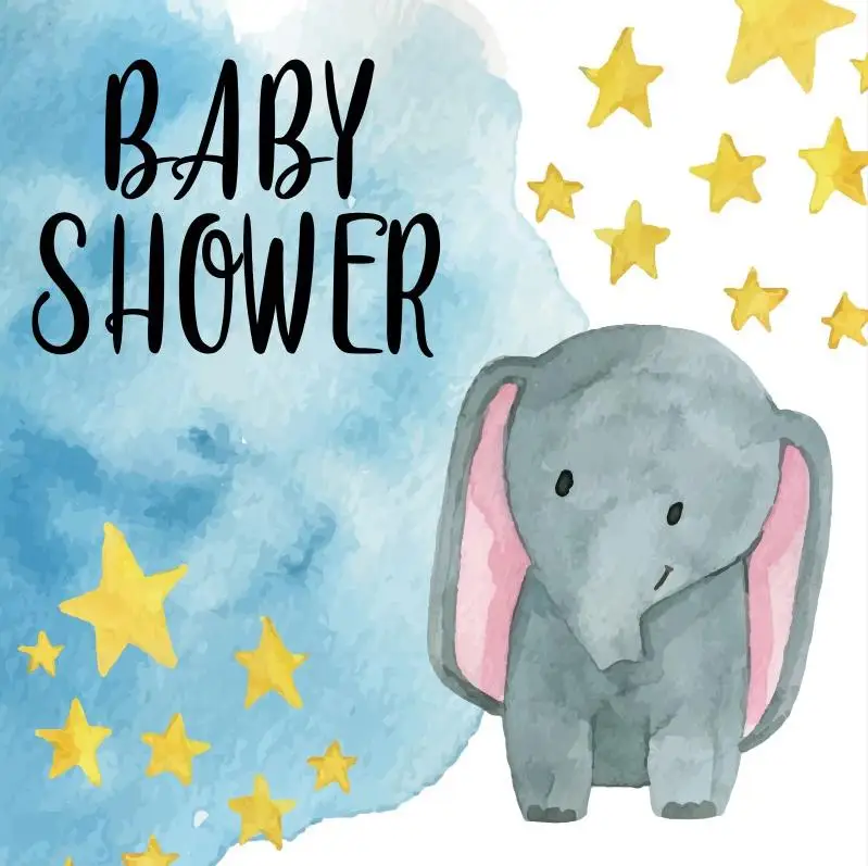 Laeacco Elephant Baby Shower Gold Star Party Drawing Pattern Photographic Backgrounds Photography Backdrops Photo Studio