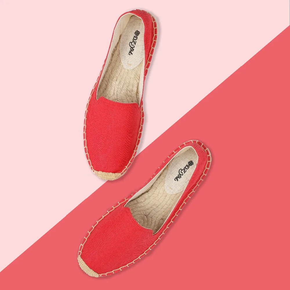 

2019 spring flat espadrilles loafer, solid Red Color