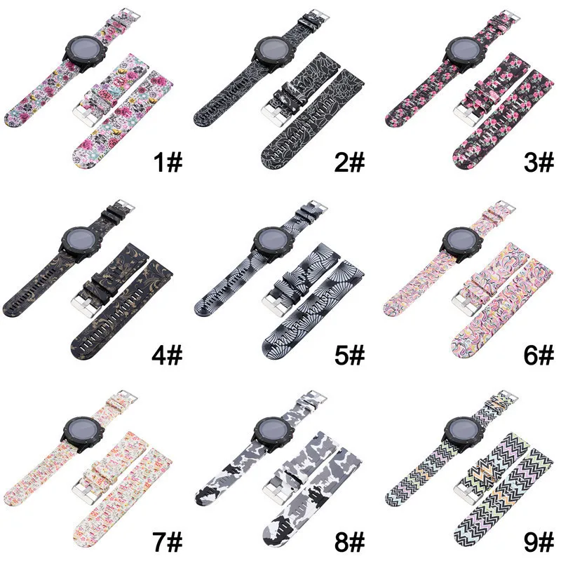 

Silicone Replacement Wrist Band for Garmin Fenix 5 Watch 22MM Quick Fit Color Printing Replace Strap for Garmin Fenix5 GPS Watch