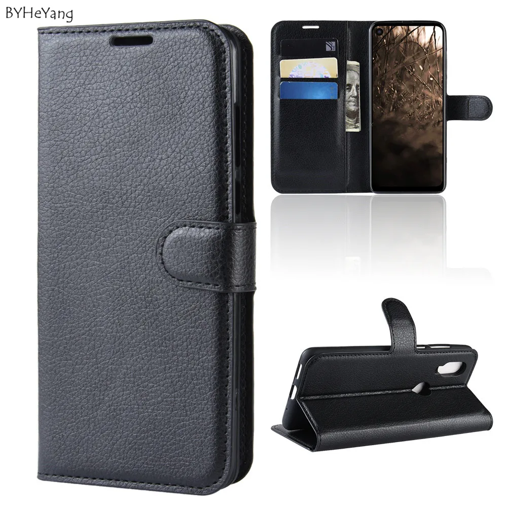 

For Motorola Moto One Vision Case Cover Flip Leather Wallet Case Card Holder Phone Coque Black For Moto One Vision Book Cover