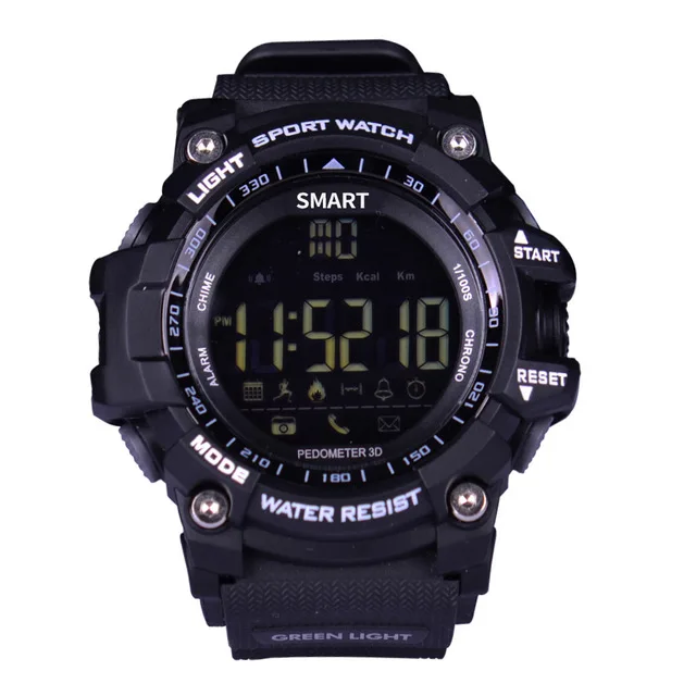 Bluetooth часы EX16 Смарт часы уведомления дистанционное управление, шагомер спортивные часы IP67 водонепроницаемые мужские наручные часы - Цвет: Черный