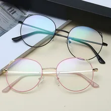 Модные женские очки с бесцветными линзами очки ретро очки Горячая Распродажа круглые пластиковые+ металлические оправы очки