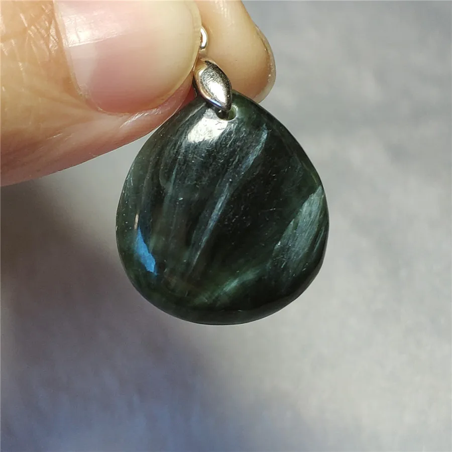 Natural Seraphinite Pendant Woman Men Necklace Green Gemstone Crystal Water Drop Stone 22X20X7mm | Украшения и аксессуары