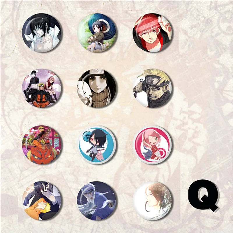 

ZXFJXR 58MM Animation NARUTO Hinata Uzumaki Uchiha Yamato Badge Brooch Pins Backpack Icons Cimer Stemma Anime fans