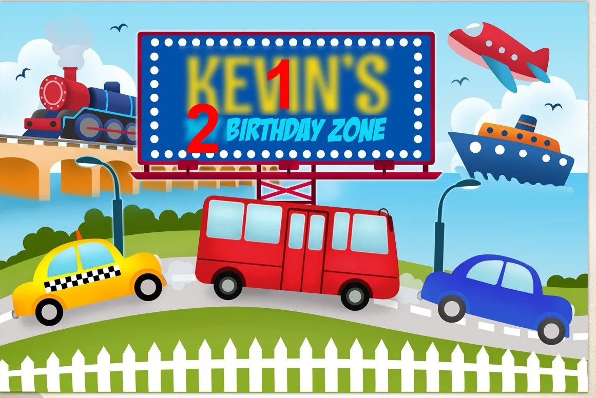 custom transportation public fence car ship airplane train birthday backdrops High quality Computer print party background